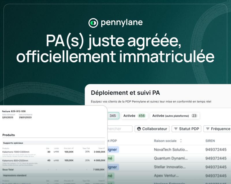 Pennylane officiellement immatriculée comme Plateforme Agréée (PA) - interface de déploiement et suivi PA